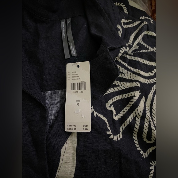 Anthropologie The Brenna Short-Sleeve Buttondown Shirt Linen Edition M new black - Picture 2 of 6